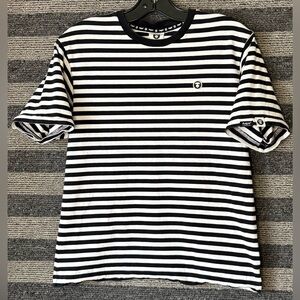 AAPE By A Bathing Ape Women’s Black & White Striped T-Shirt Medium EUC